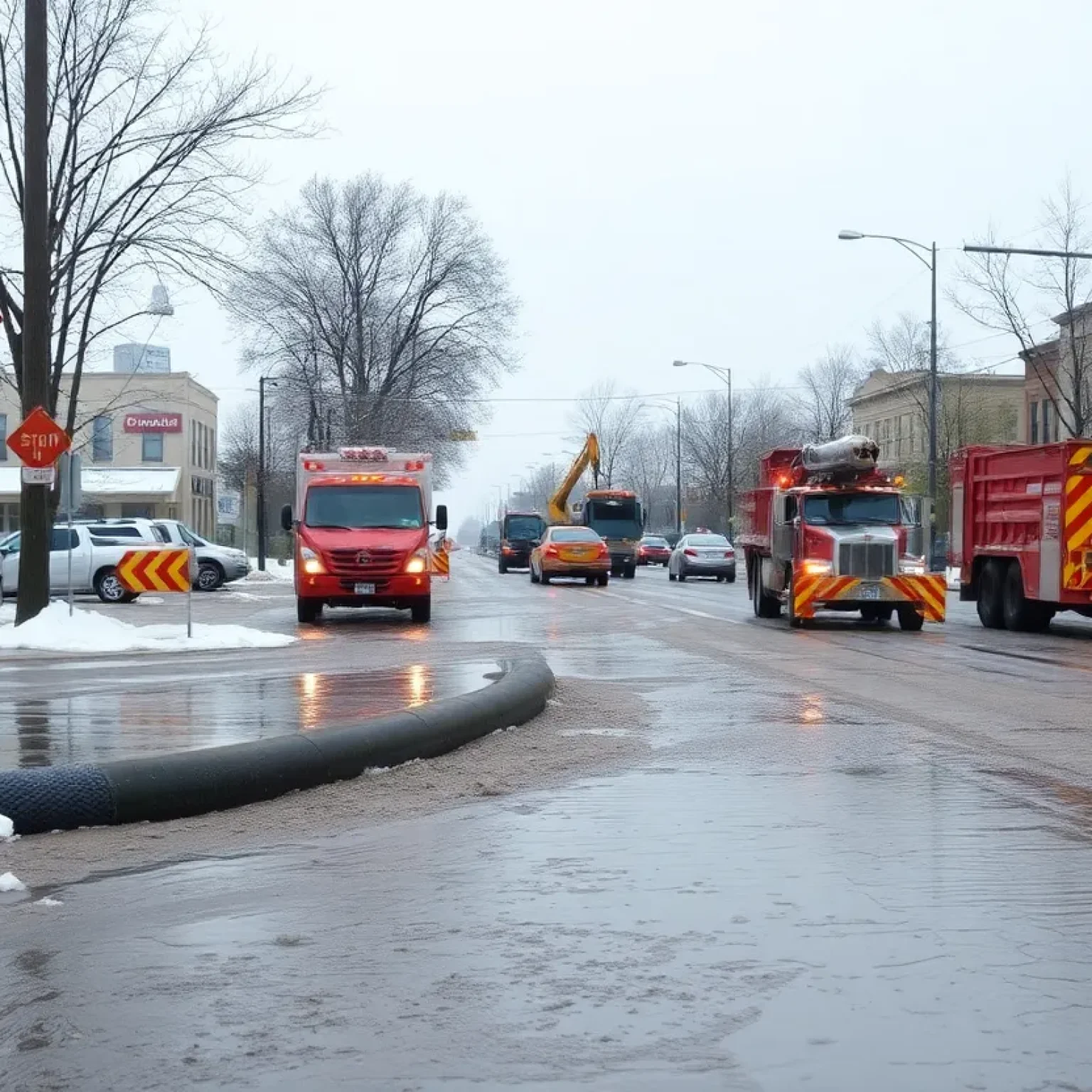 Flooded street in Shreveport due to water main break