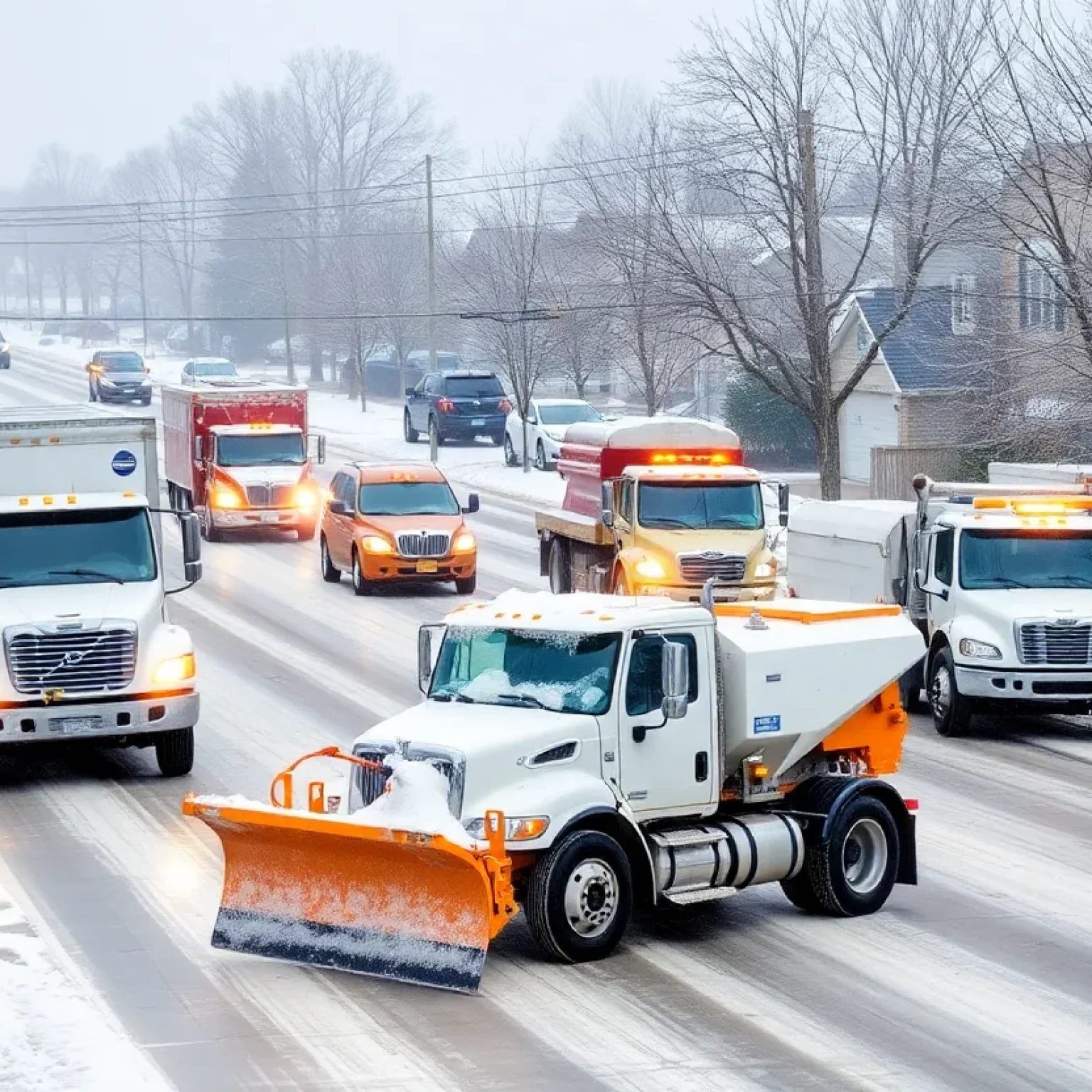 City workers in Shreveport preparing for Winter Storm Cora with snow plows and salt spreaders.