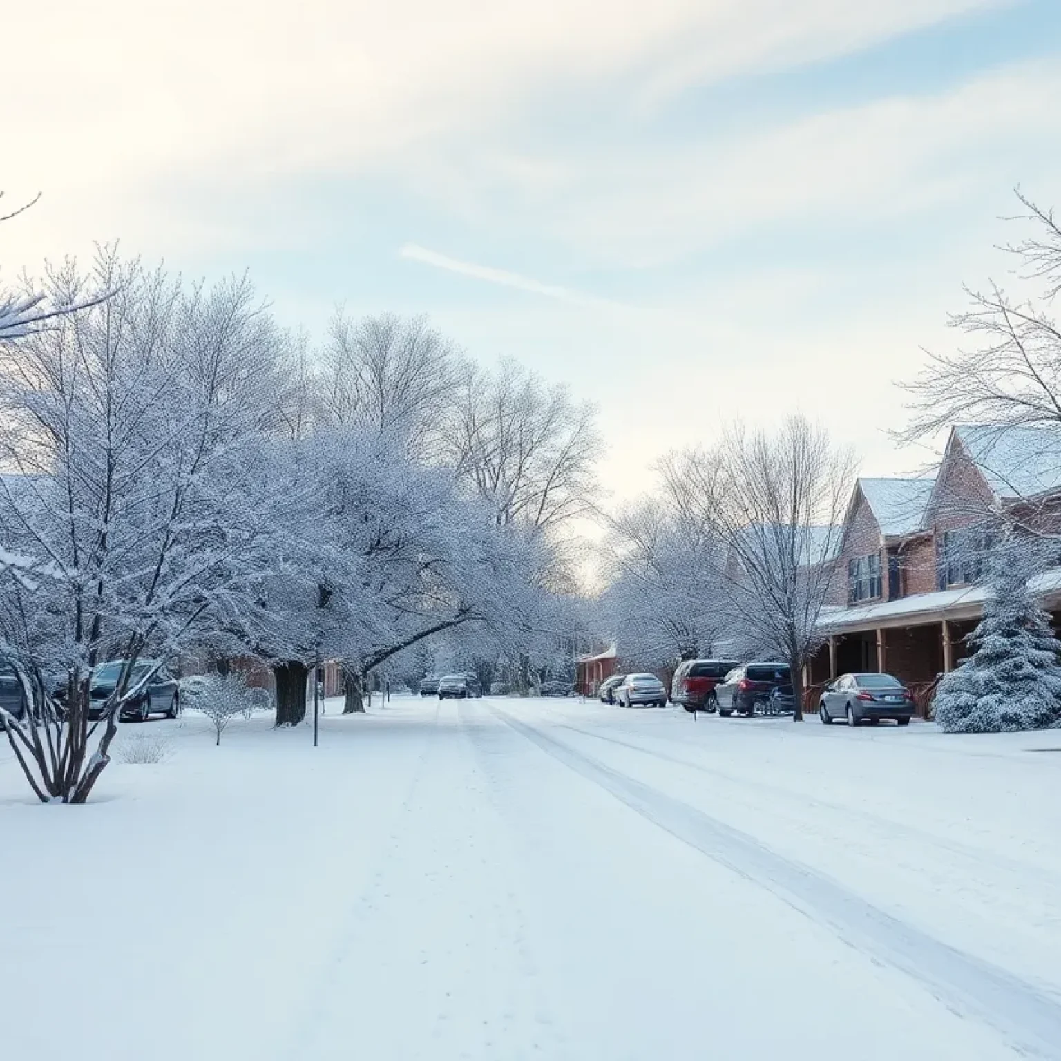 A snowy landscape in Shreveport, Louisiana