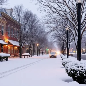 Snowy landscape in Shreveport, Louisiana