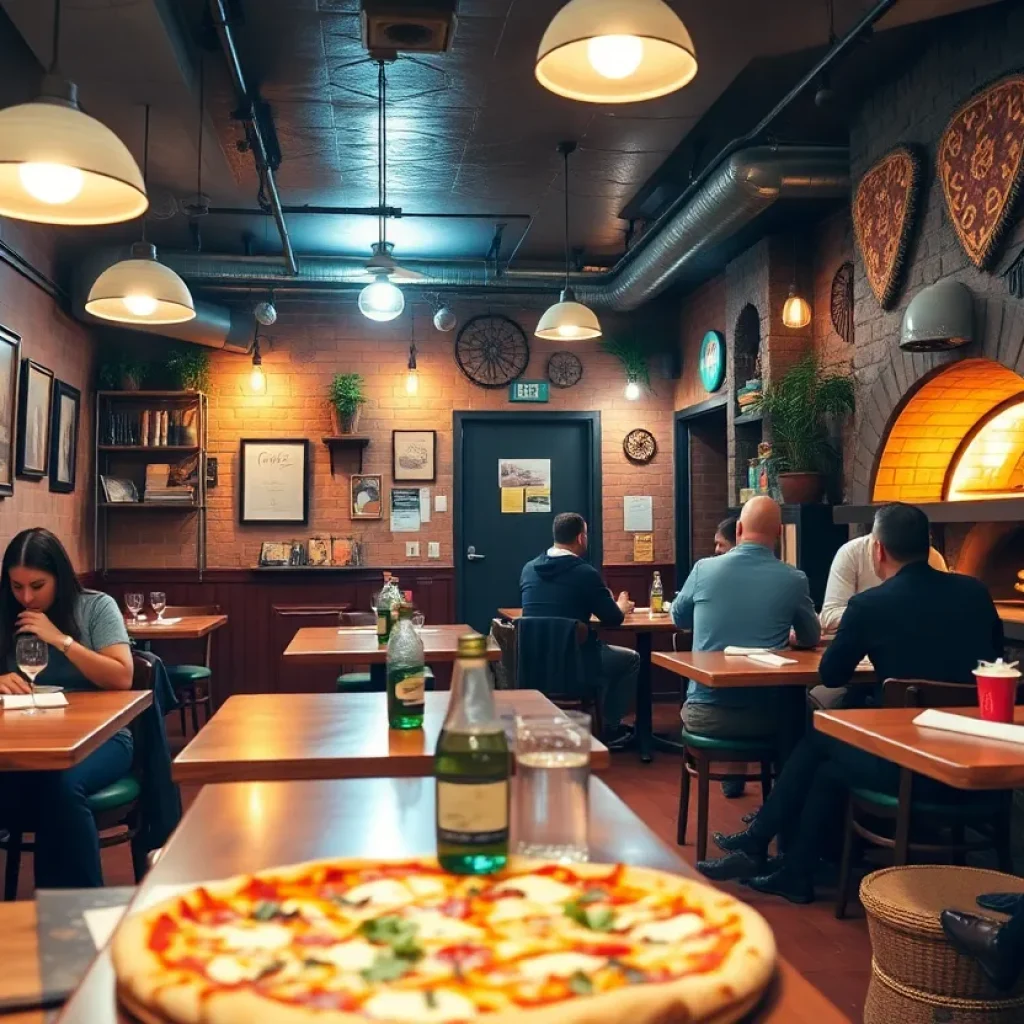 Interior of Smitty's Pizza showing diners enjoying their food