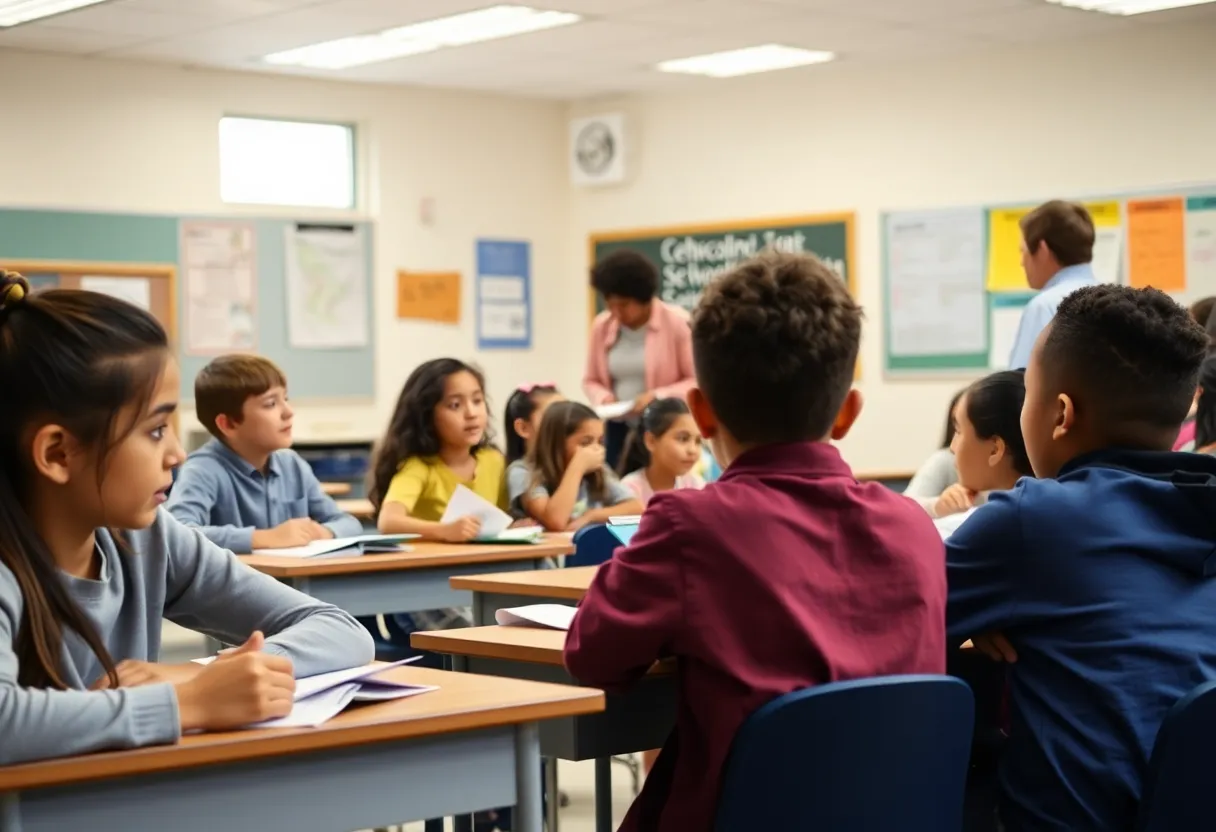 Students in a classroom exploring educational choices