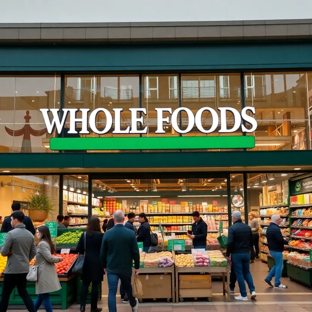 Whole Foods Market storefront in Shreveport filled with shoppers