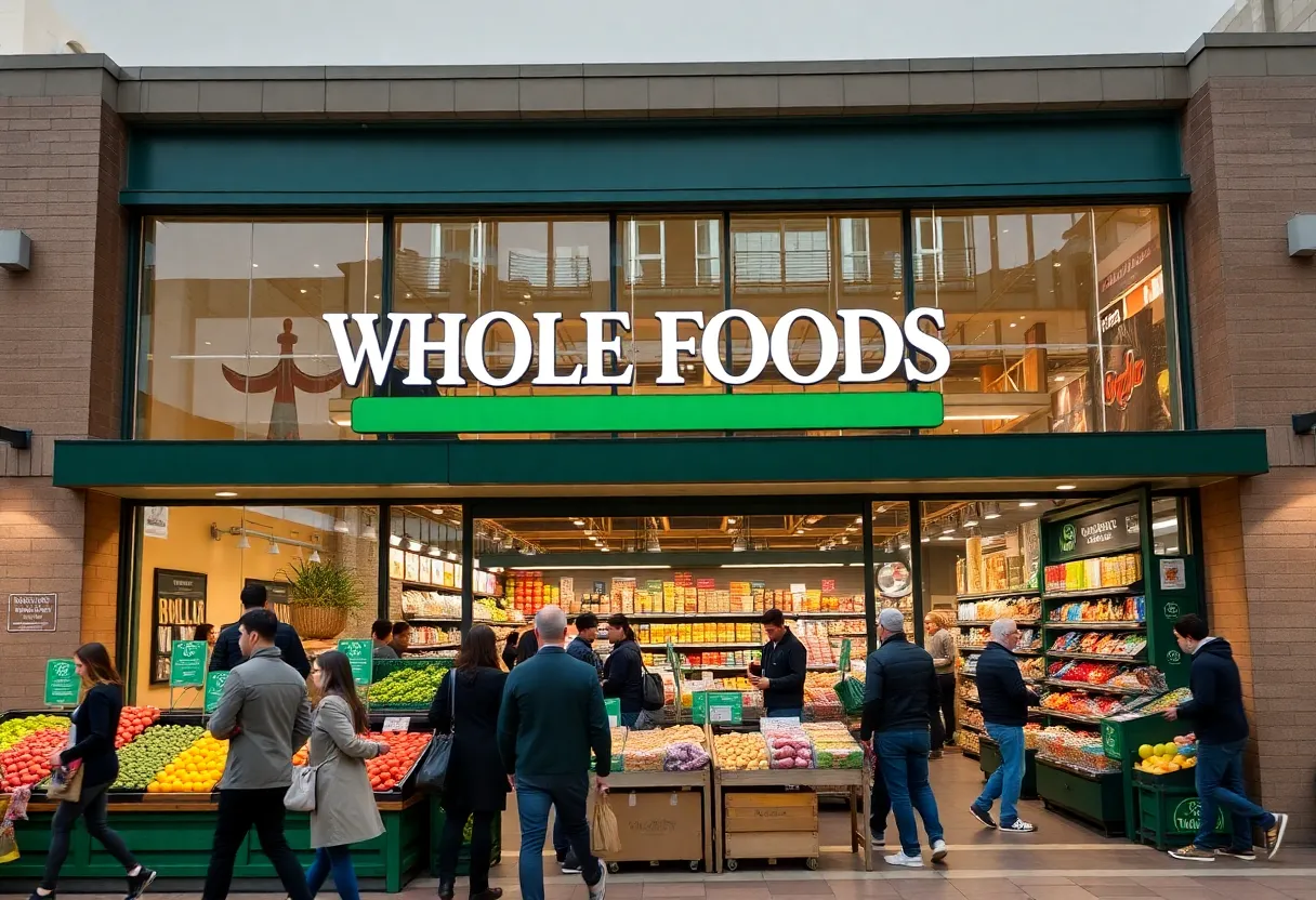 Whole Foods Market storefront in Shreveport filled with shoppers