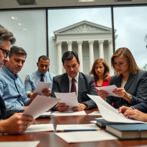 Federal employees discussing the deferred resignation program in an office