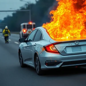 Car fire on I-49 in Caddo Parish