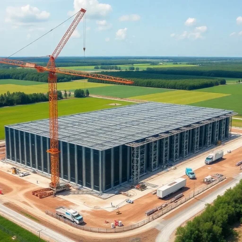 Construction site of a data center in Richland Parish, Louisiana