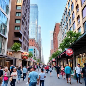 Community members engaging in downtown Shreveport activities