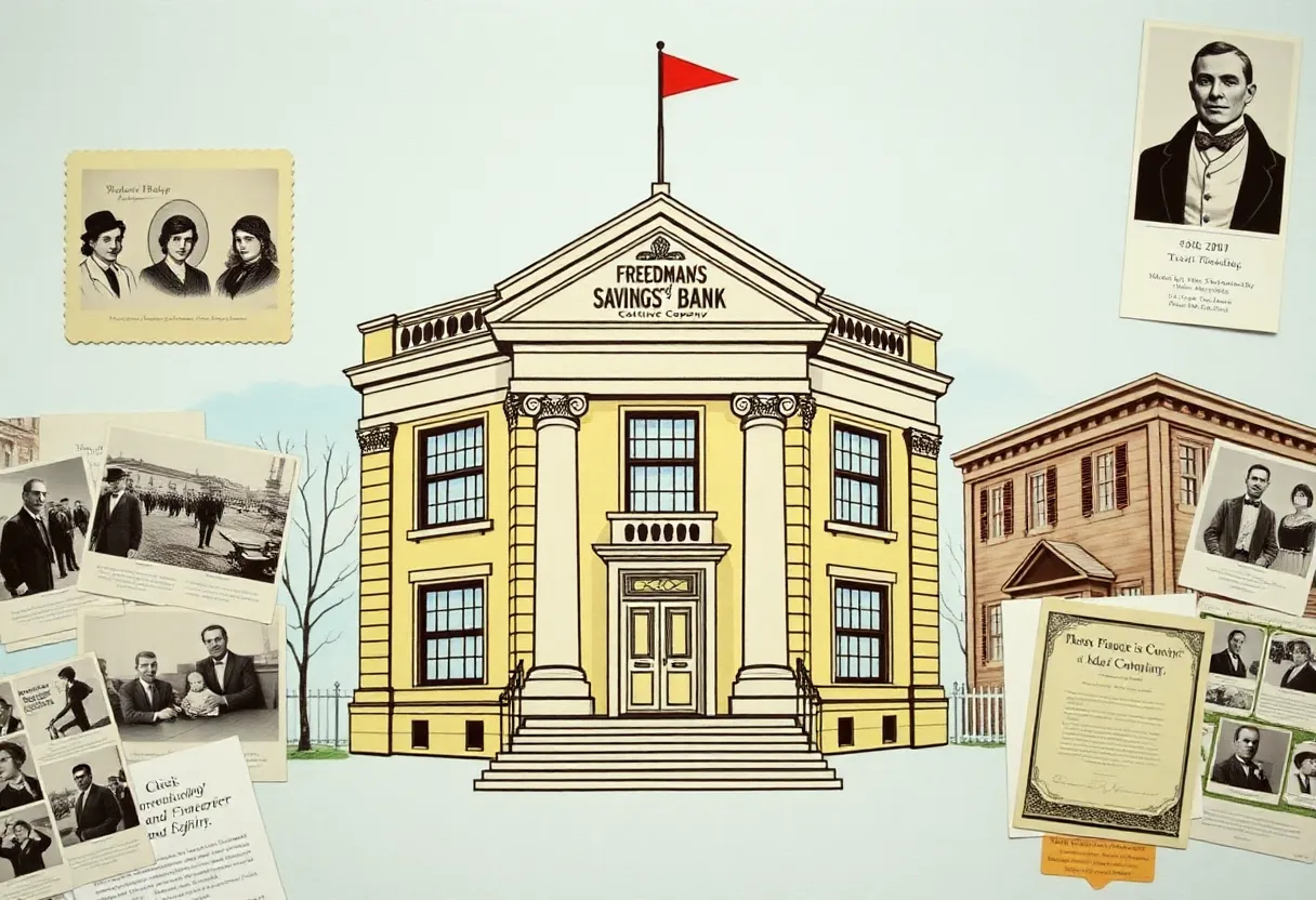 Historic building of Freedman's Bank showcased at an exhibit.