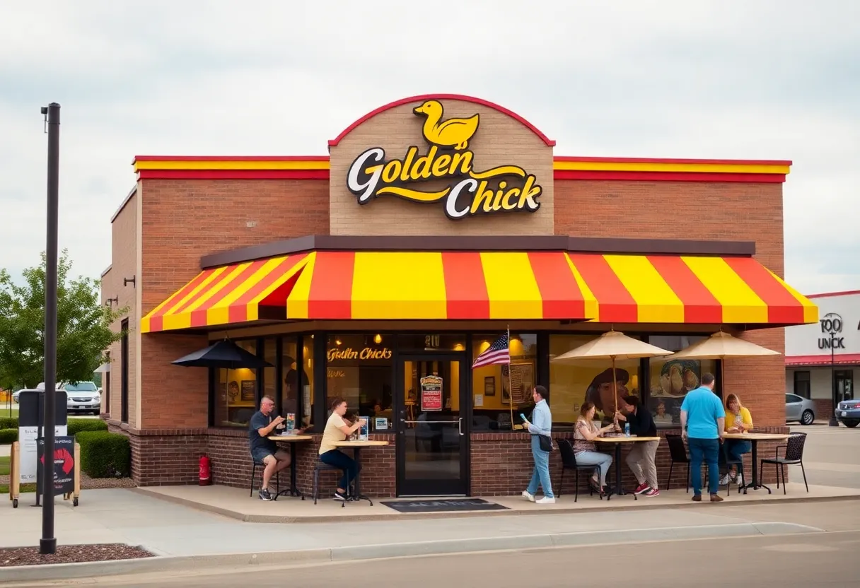 Exterior of Golden Chick restaurant in Shreveport, Louisiana