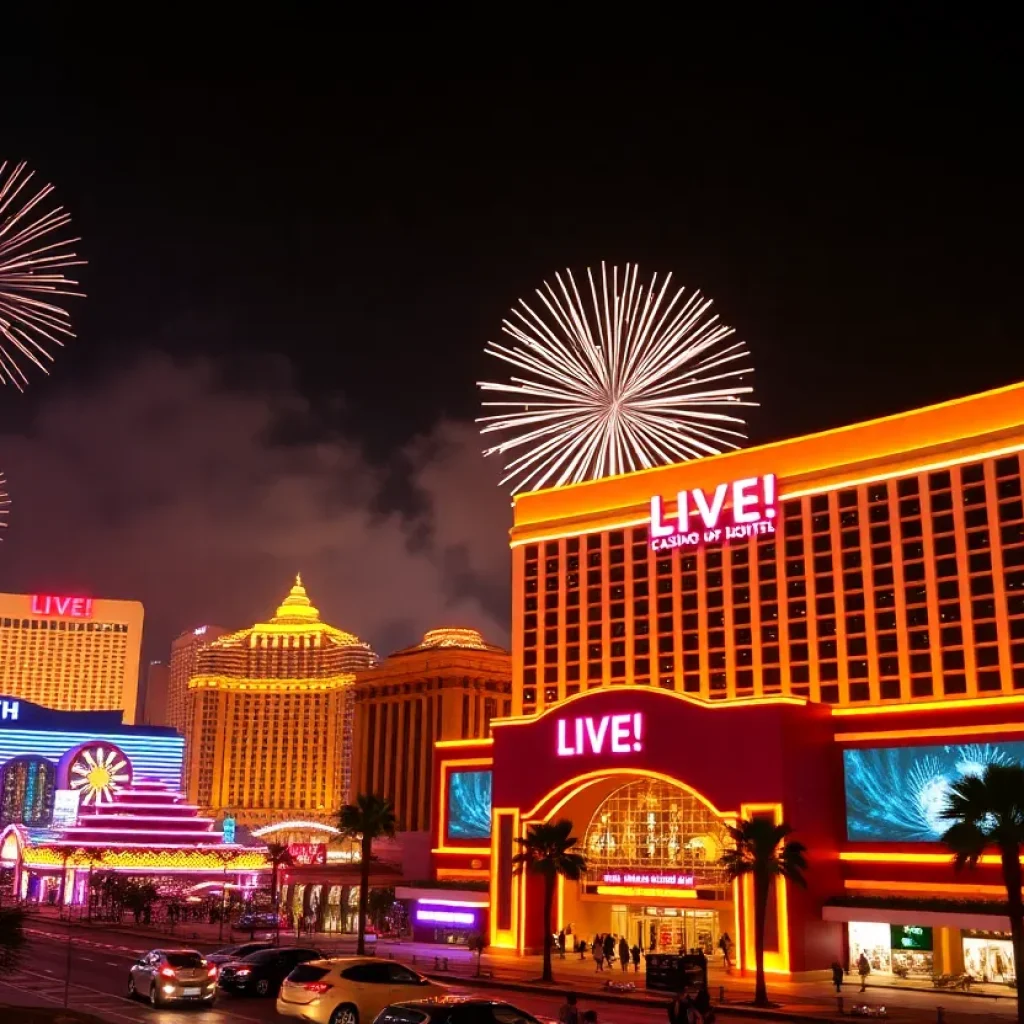 Fireworks above Live! Casino & Hotel during grand opening in Bossier City