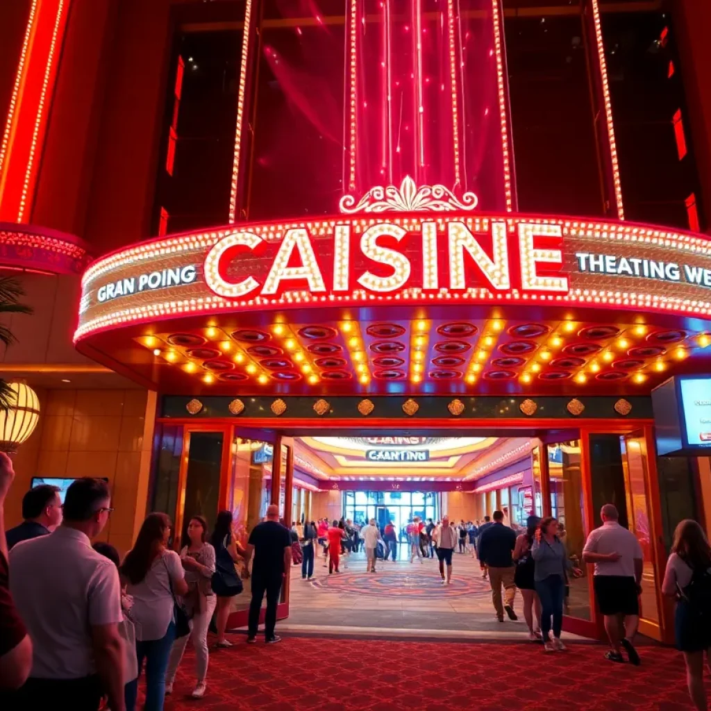 Exterior view of Live! Casino & Hotel during its grand opening event at night