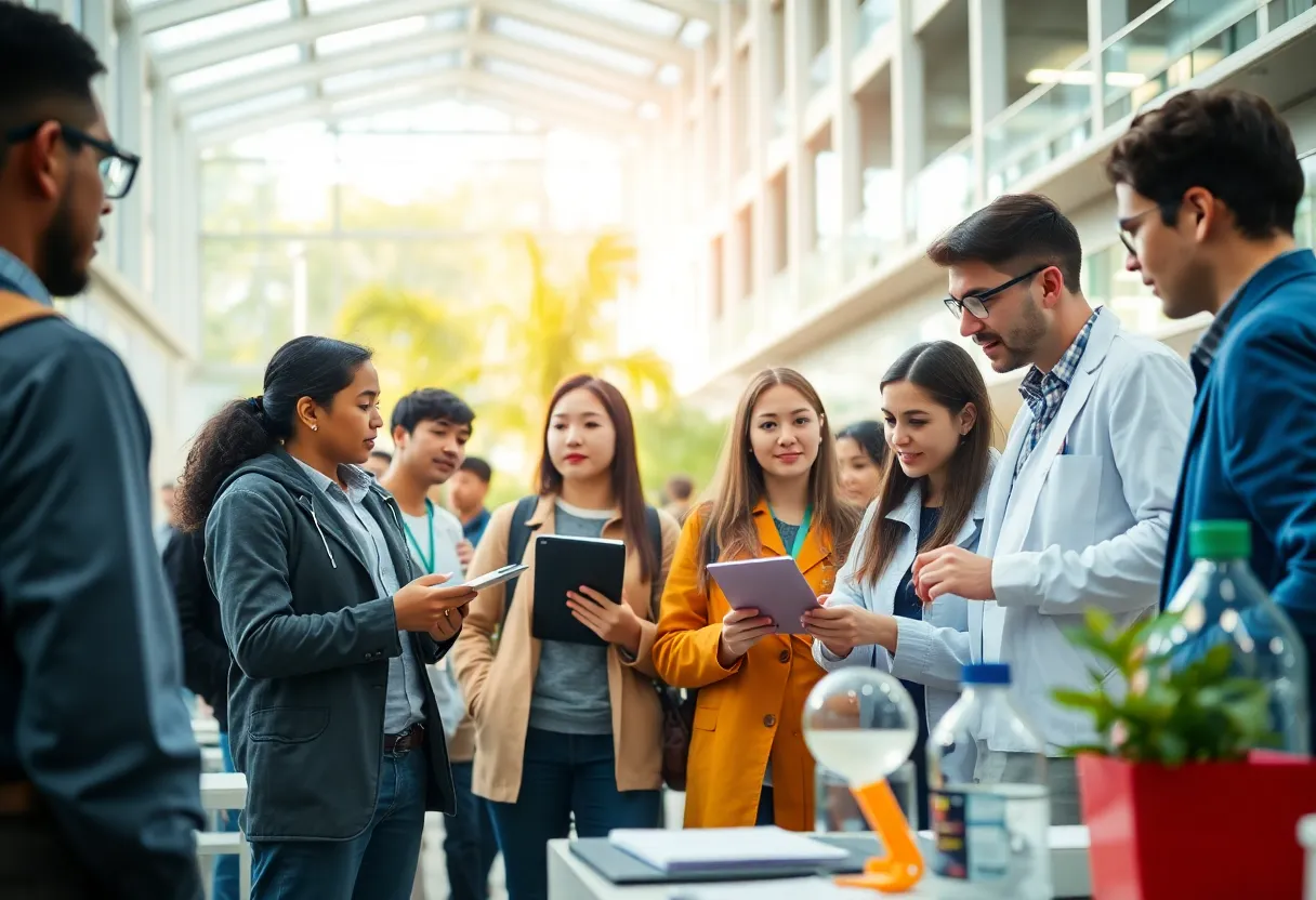 Students and faculty collaborating on research in a university lab