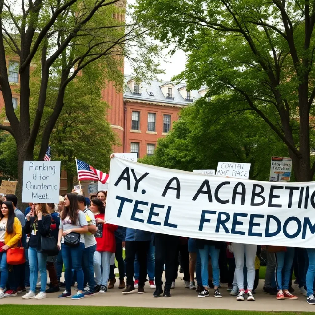 Students protesting on LSU campus for academic freedom