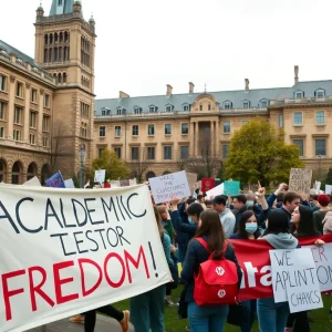 Students protesting at LSU for academic freedom and diversity of thought.