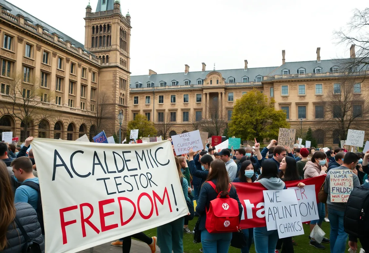 Students protesting at LSU for academic freedom and diversity of thought.