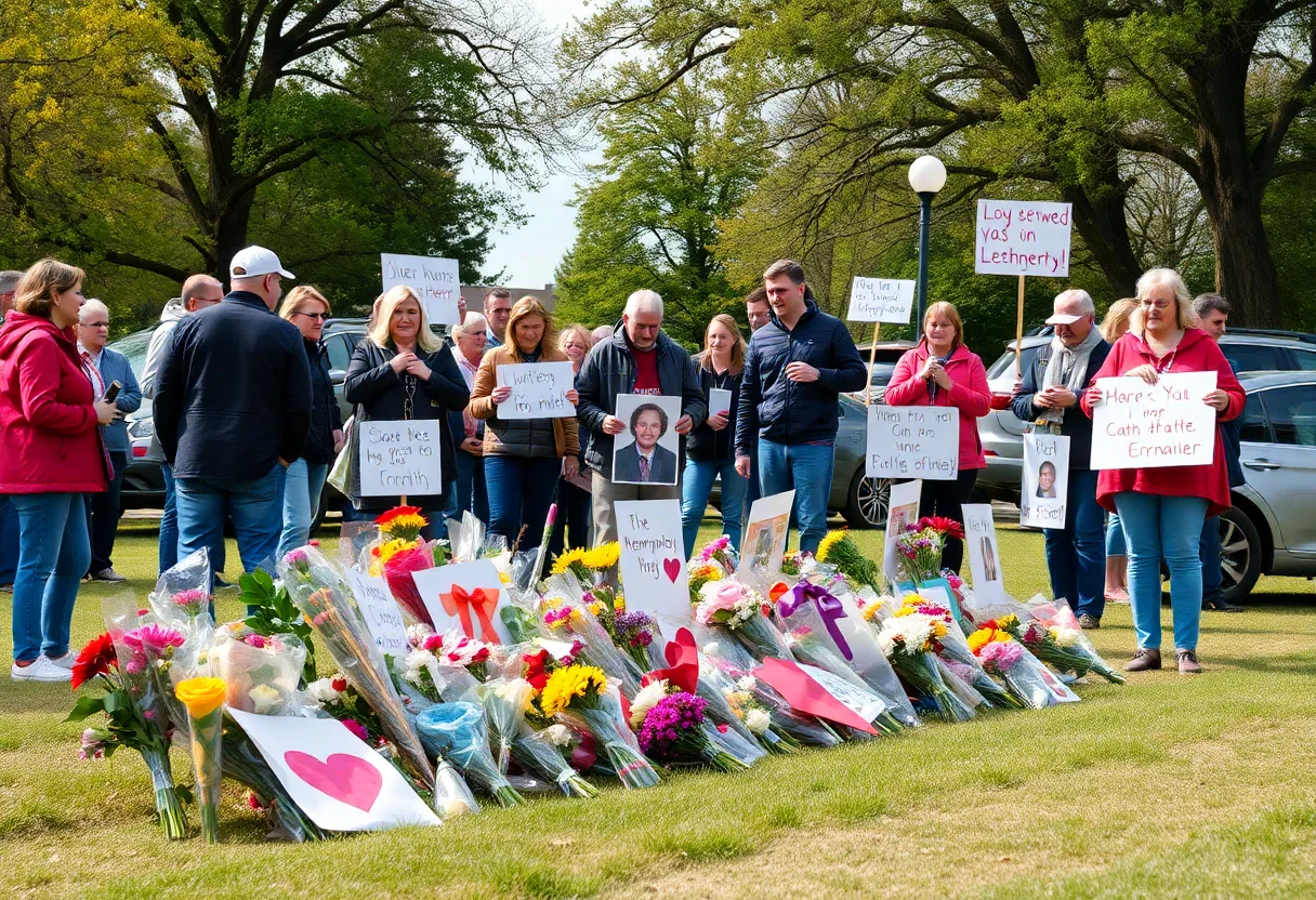 Community members gathering to honor Judy Gallagher Durham