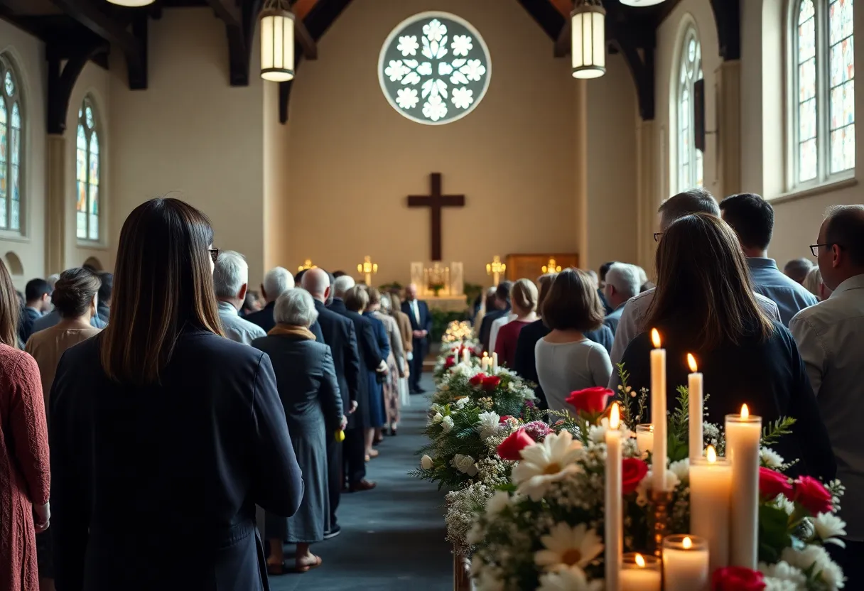 A peaceful memorial service honoring a community leader