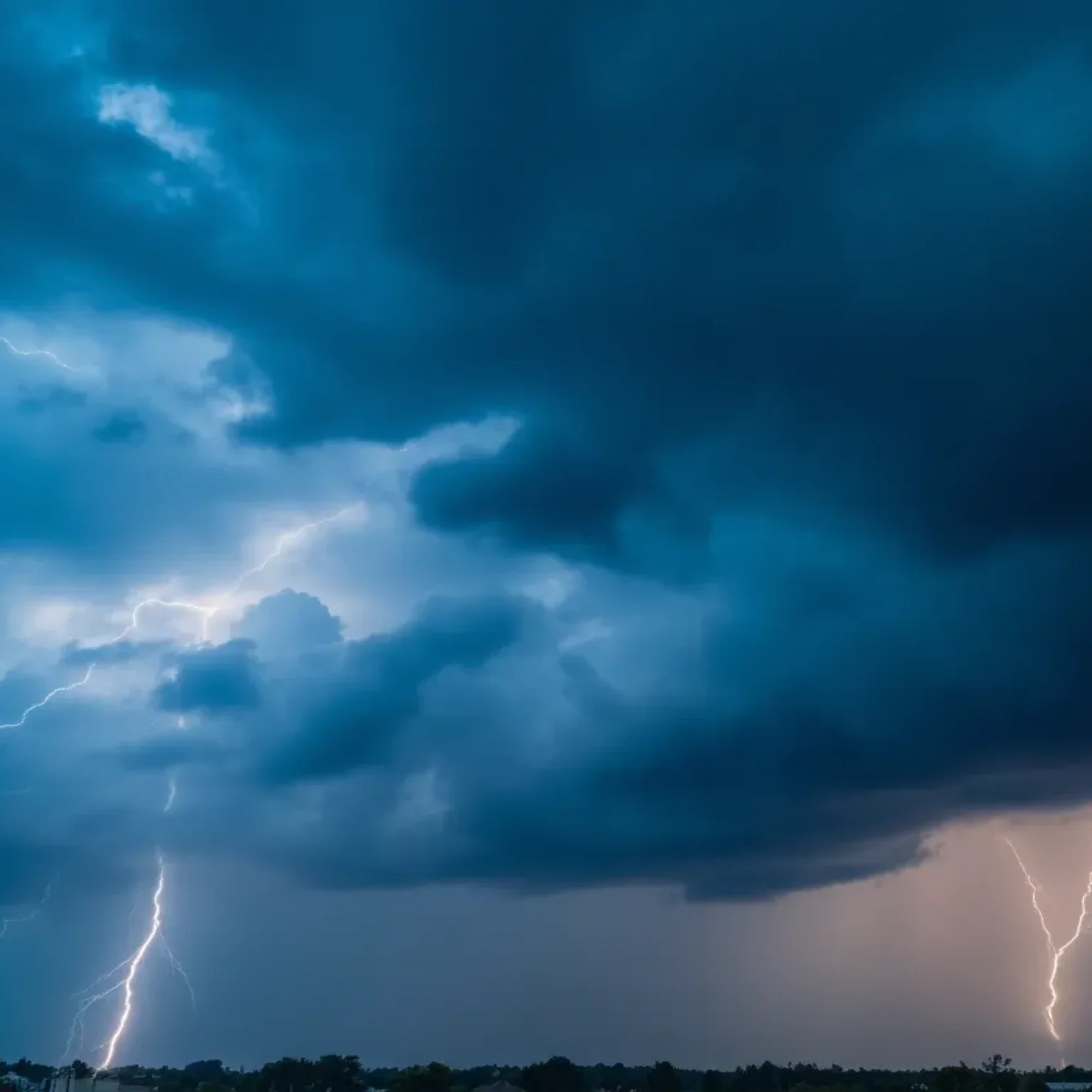 Stormy weather over Shreveport with dark clouds and lightning