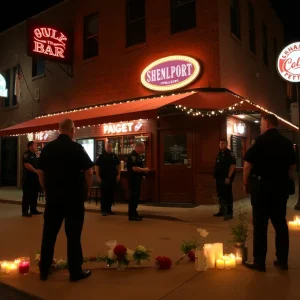 Police at the scene of a bar fight in Shreveport