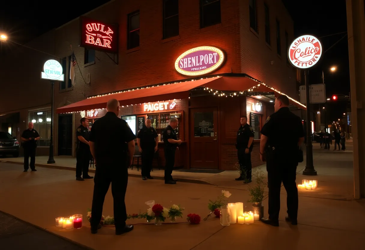 Police at the scene of a bar fight in Shreveport