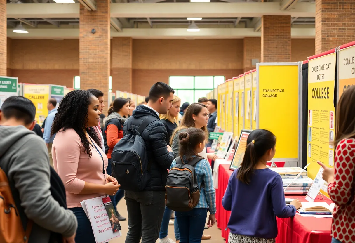 Families at the Shreveport College and Career Fair discussing future opportunities.