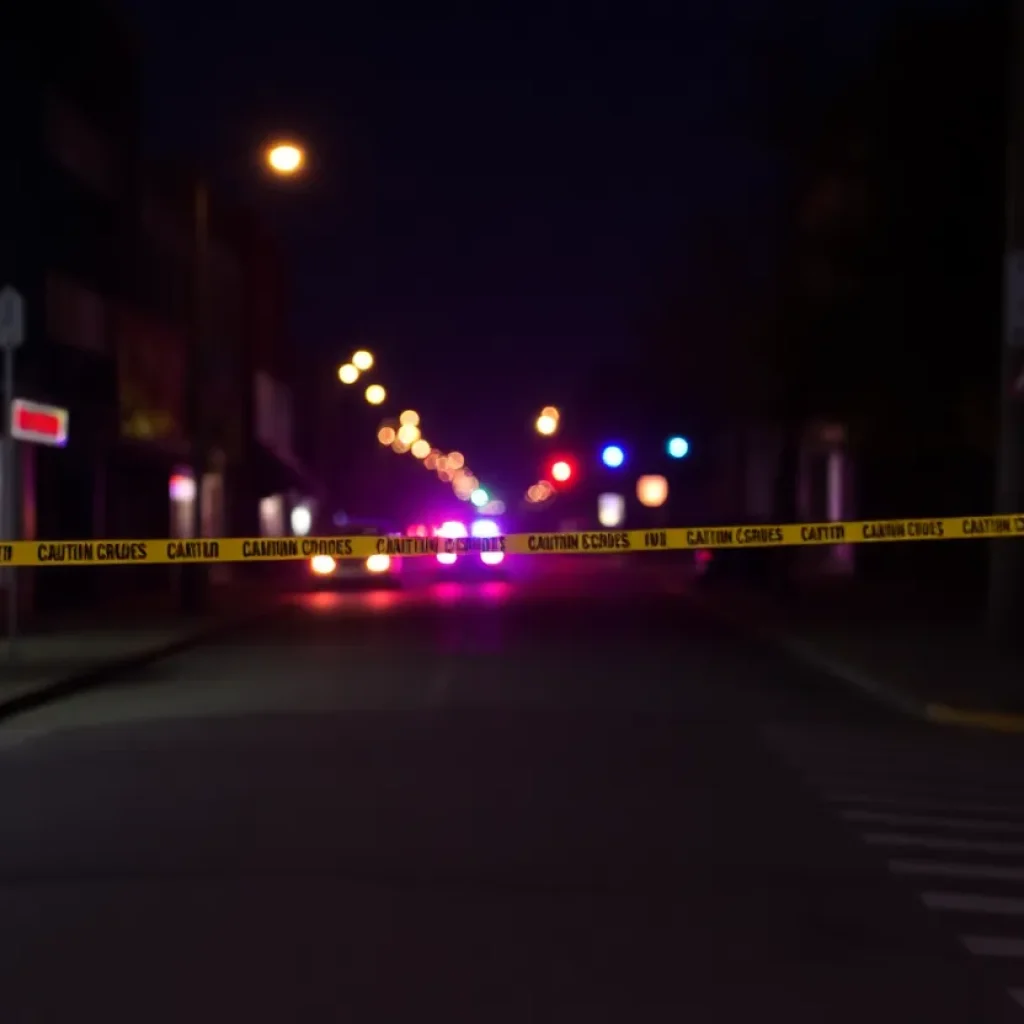 Police lights on a dark Shreveport street