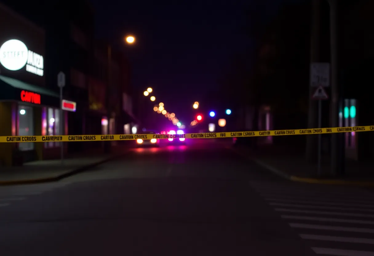 Police lights on a dark Shreveport street