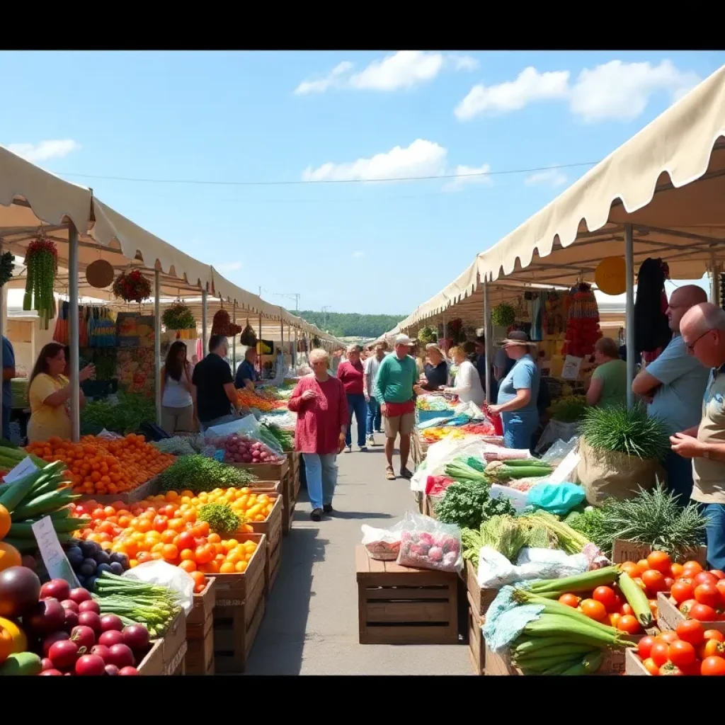 Shreveport Farmers Market scene with fresh produce and vendors