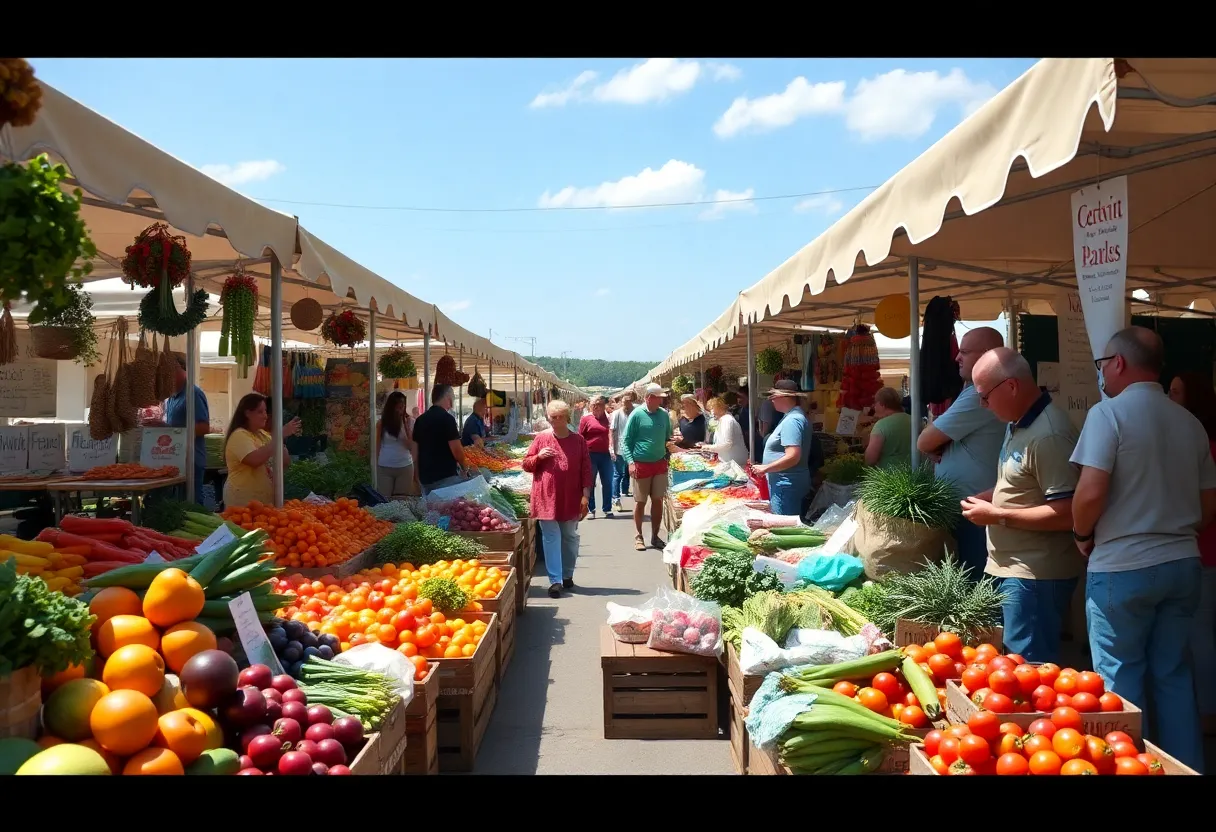 Shreveport Farmers Market scene with fresh produce and vendors