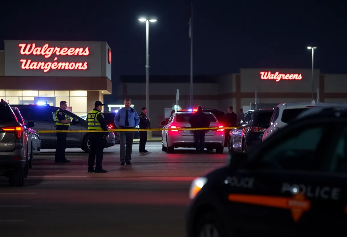 Police investigation at a Walgreens parking lot in Shreveport