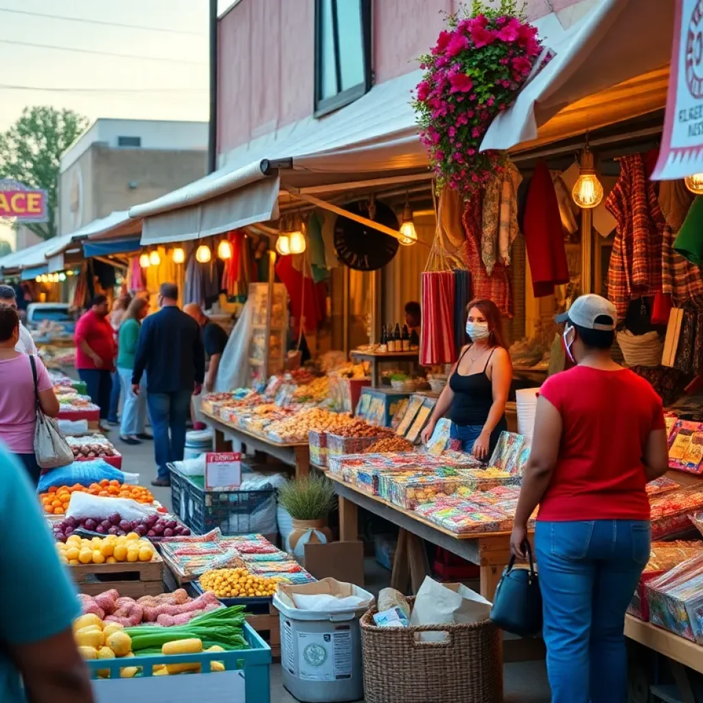 Local marketplace in Shreveport showcasing small business products.