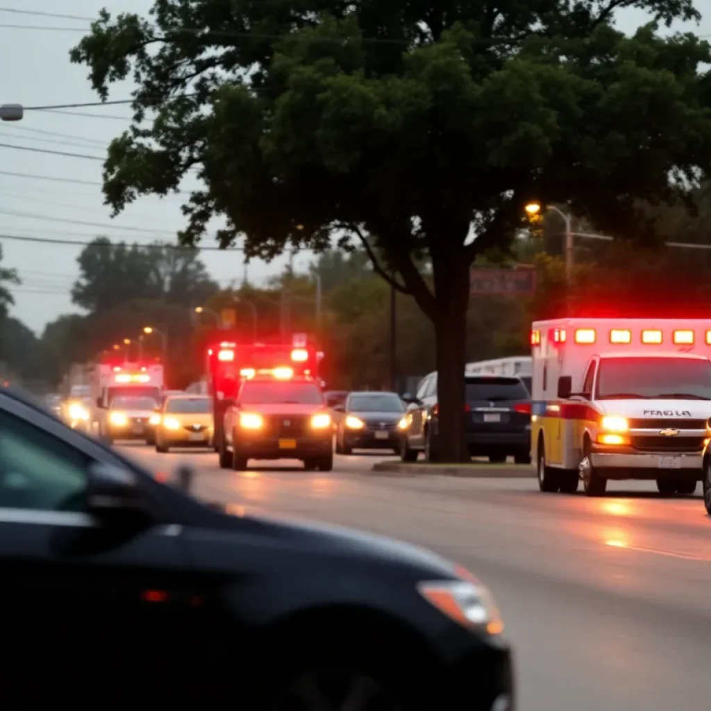 A street in Shreveport showing community mourning after a tragic shooting incident.