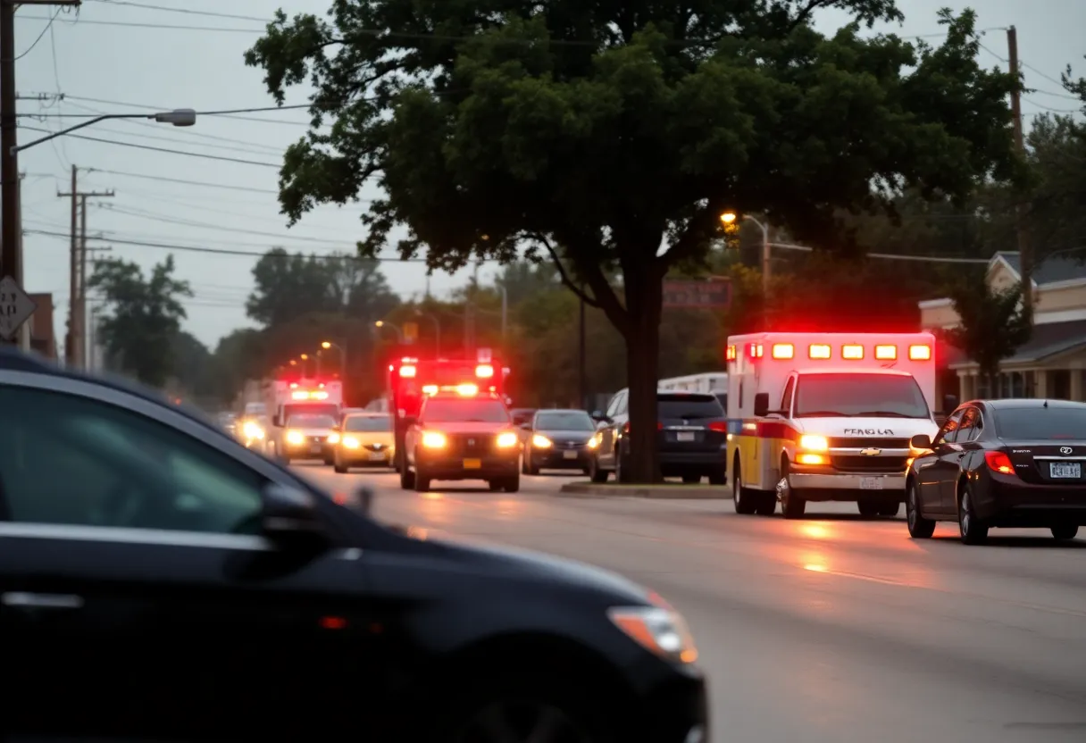 A street in Shreveport showing community mourning after a tragic shooting incident.