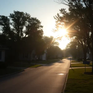 Morning view of a neighborhood in Shreveport, LA