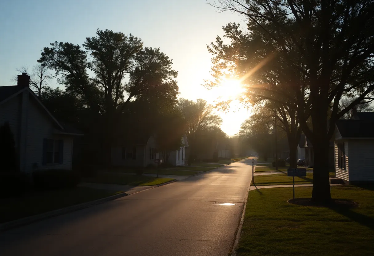 Morning view of a neighborhood in Shreveport, LA