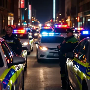 Shreveport police cars at night