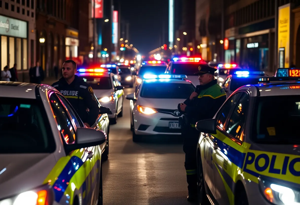 Shreveport police cars at night