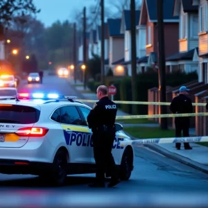 Police officers investigating a shooting scene in Shreveport