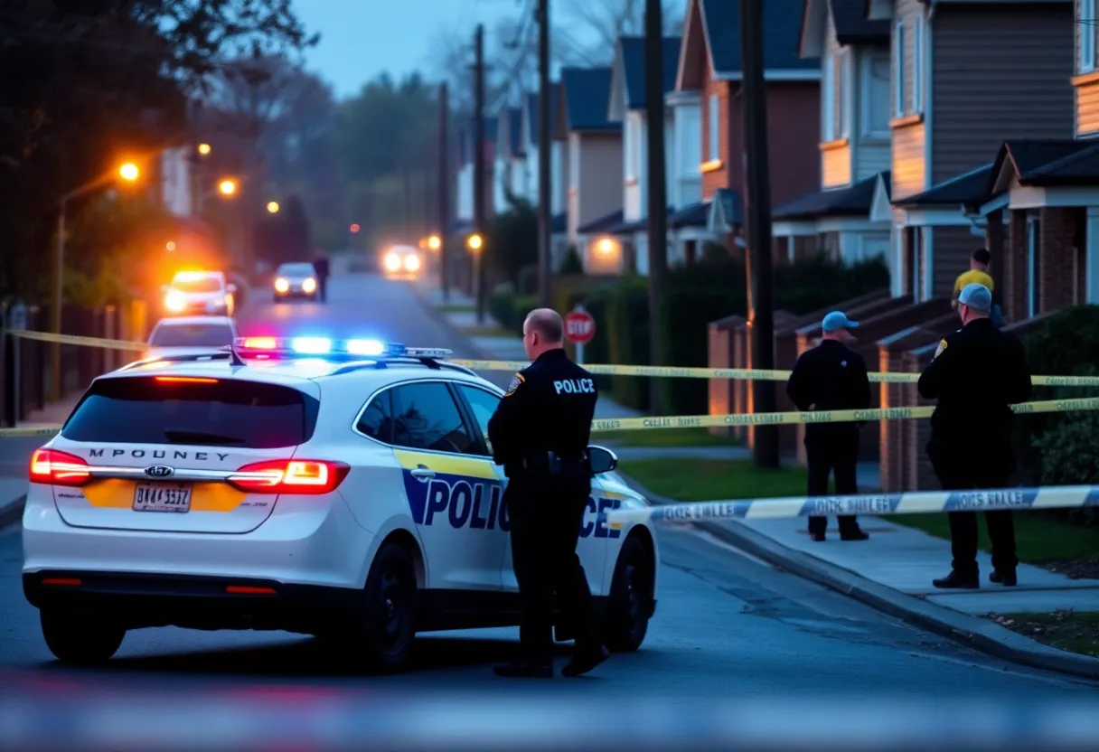 Police officers investigating a shooting scene in Shreveport