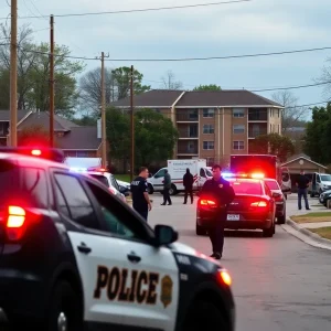 Emergency responders at the scene of a shooting incident in Shreveport