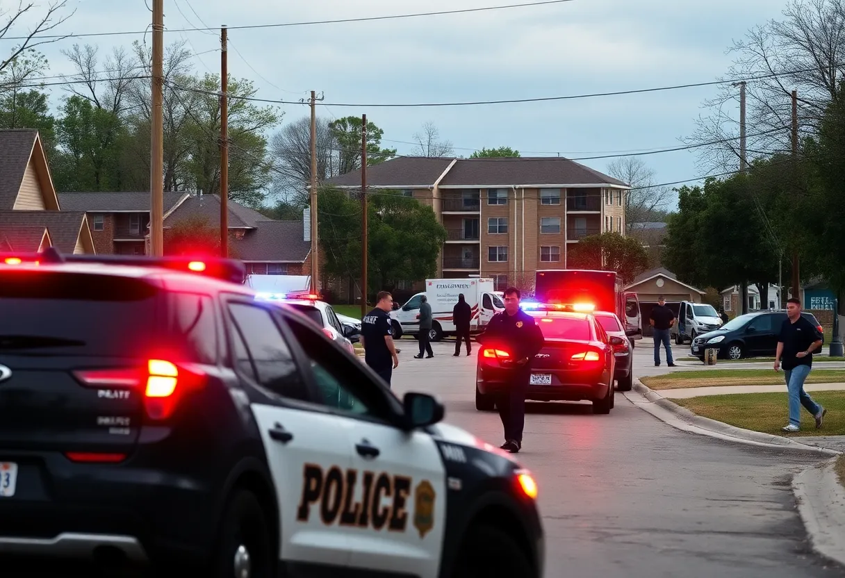 Emergency responders at the scene of a shooting incident in Shreveport