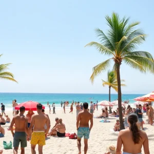 People enjoying spring break at the beach in Shreveport.