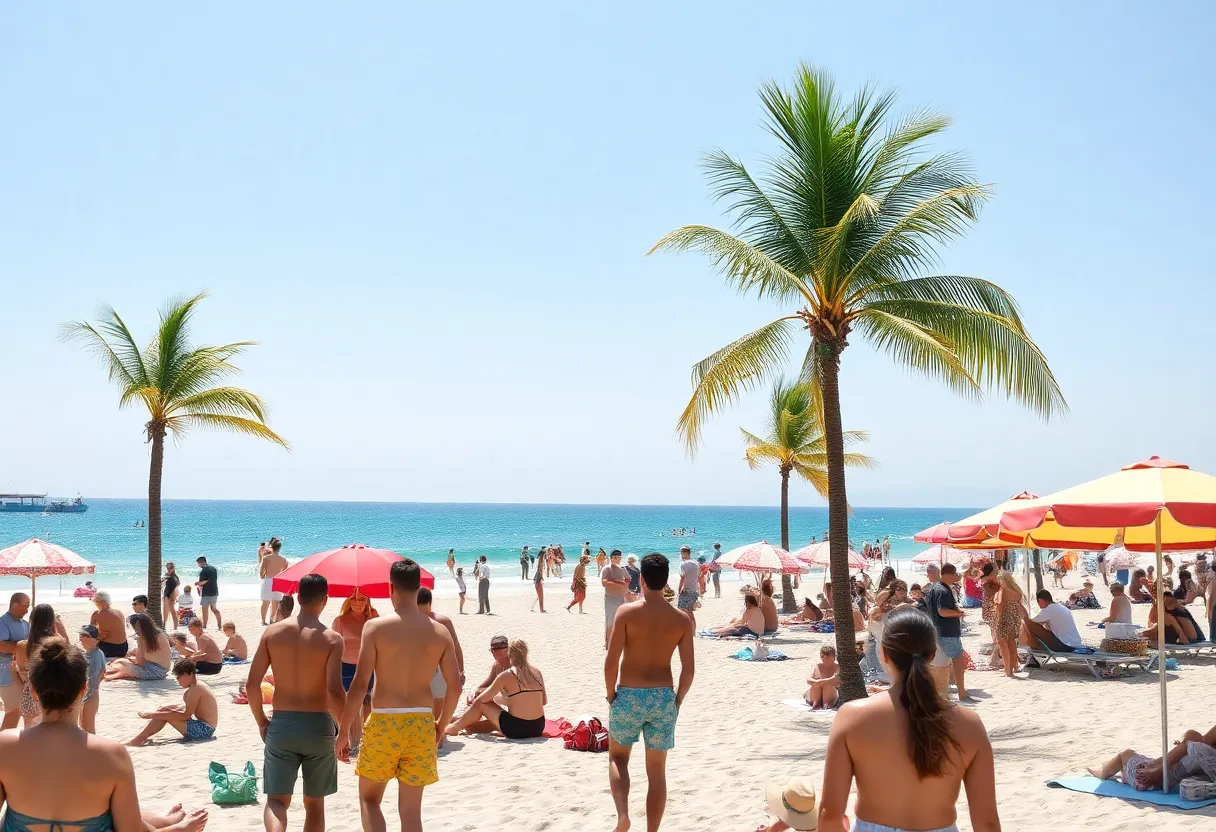 People enjoying spring break at the beach in Shreveport.