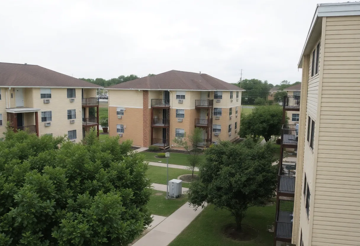 View of Village Square, Southern Oaks, and NMI Village Square apartments during water service disruptions.