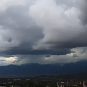 Severe storm with heavy rain and dark clouds over Southern California