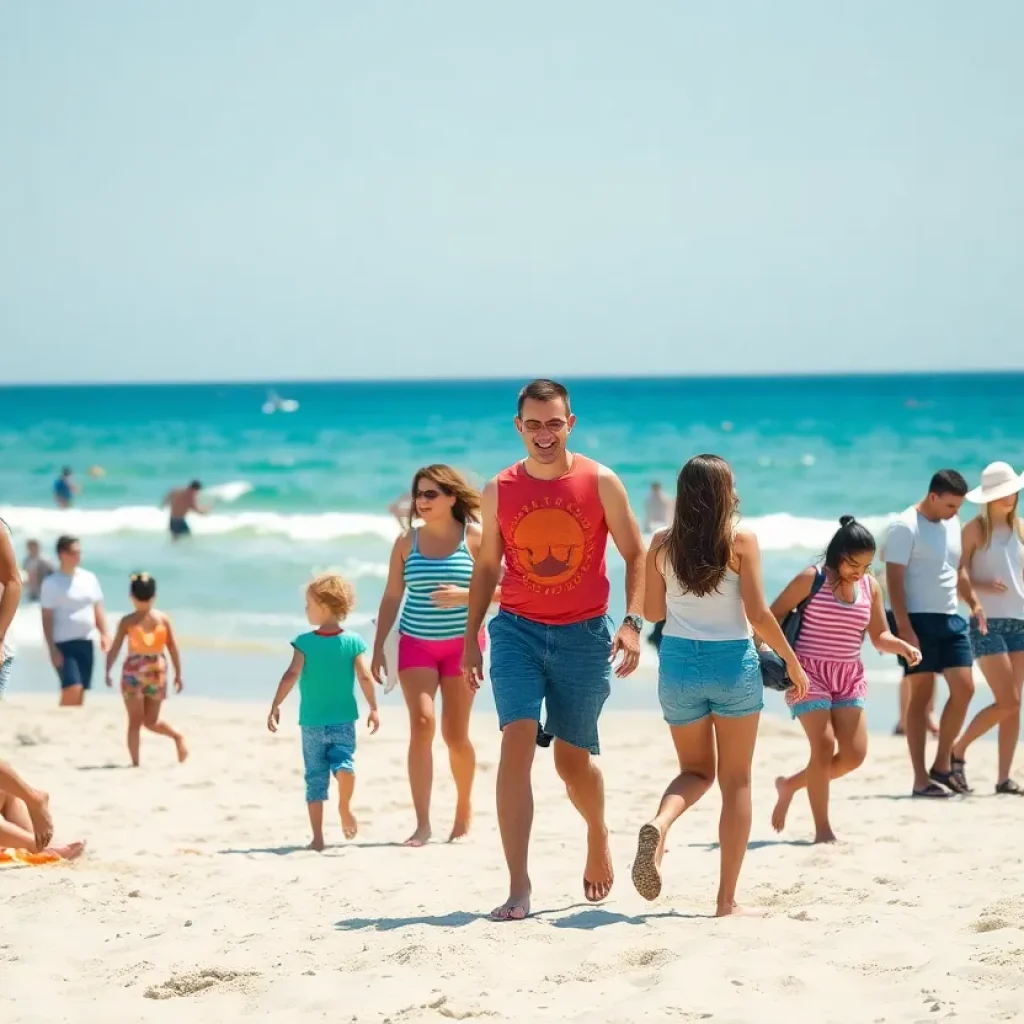 Students enjoying a beach day during spring break in Shreveport