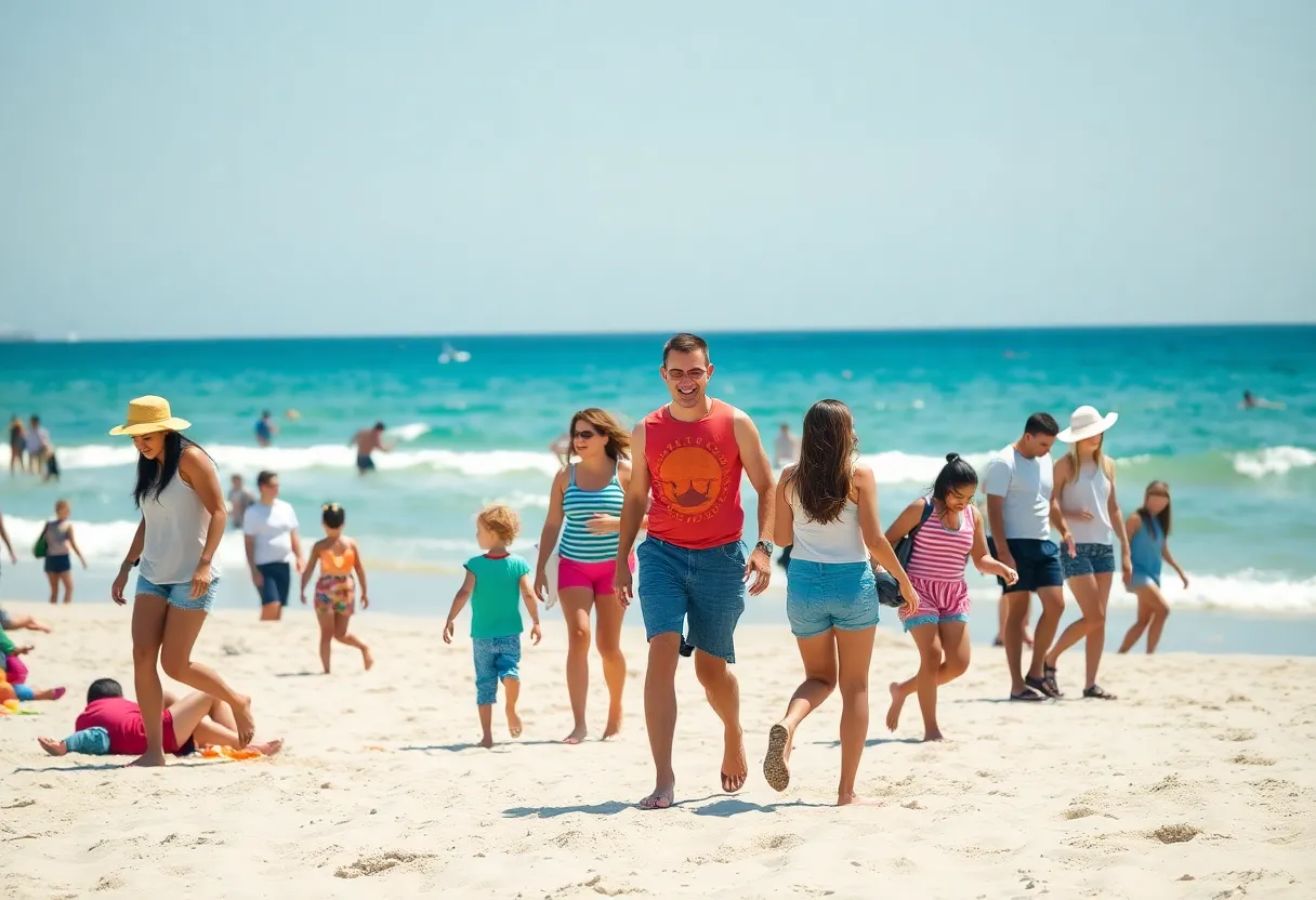 Students enjoying a beach day during spring break in Shreveport