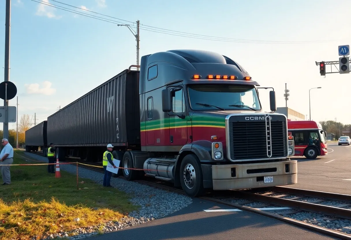 Train collision with 18-wheeler in Benton Louisiana