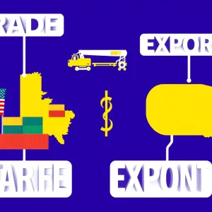 Illustration depicting trade tariffs and economic implications